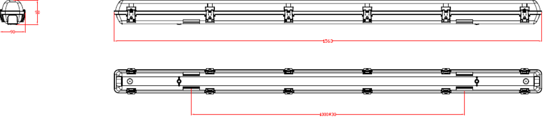 Knightsbridge: TORCWM5, 5ft Selectable LED Fitting, Adjustable Wattage 26W/48W, CCT 3000K/4000K/5700K, IP65, IK08 Rated, Grey, Polycarbonate