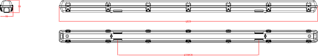 Knightsbridge: TORCWMST6, 6ft LED Batten, Selectable CCT, 30W/60W, IP65 Weatherproof, Emergency Mode