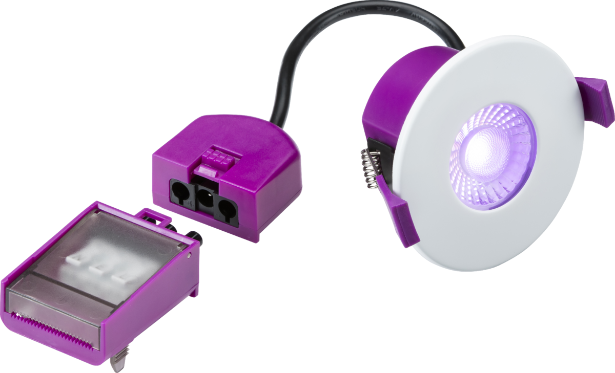 Knightsbridge: SPKEVFKRGBW, SpektroLED Evo 8W Smart Downlight, RGB+CCT, Fire-Rated, IP65, Magnetic Bezel, 230V, Adjustable
