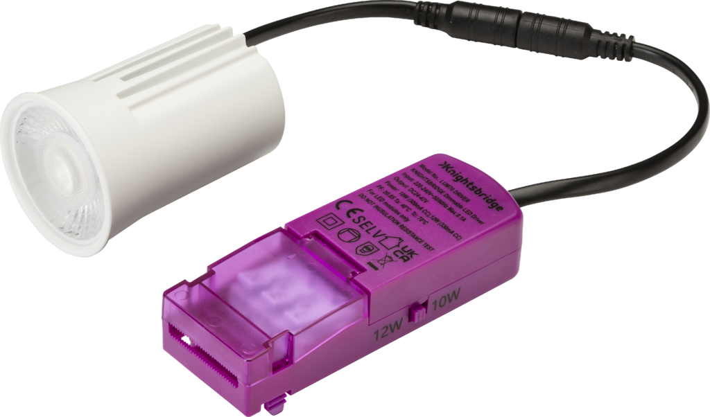 Knightsbridge: LUM70, Retrofit Dimmable LED Module, GU10, 10/12W, Selectable CCT 3000K/4000K/5500K, Aluminium, White