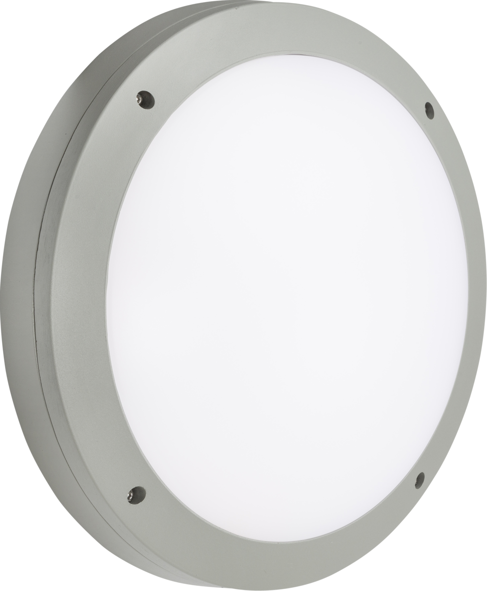 Knightsbridge: SHE1GEMS, 18W LED Round Bulkhead, Emergency & Microwave Sensor, IP65, CCT Adjustable, 230V, Die-Cast Aluminium
