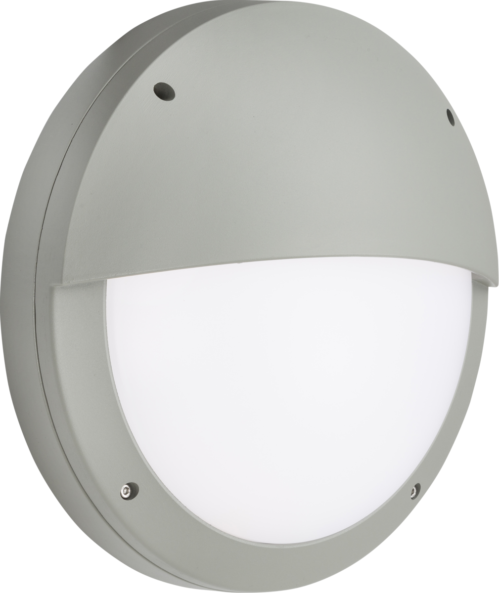 Knightsbridge: SHE2GEMS, 18W LED Eyelid Bulkhead Light, Emergency & Microwave Sensor, CCT Adjustable, IP65, Grey, 230V
