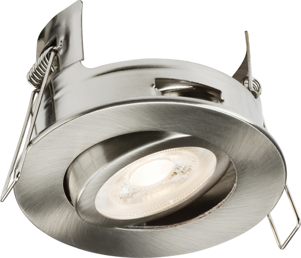 Knightsbridge: FRNTBC, GU10 Tilt Fire-rated Downlight, 7W, Brushed Chrome, Tool-free Installation, IP20, 230V