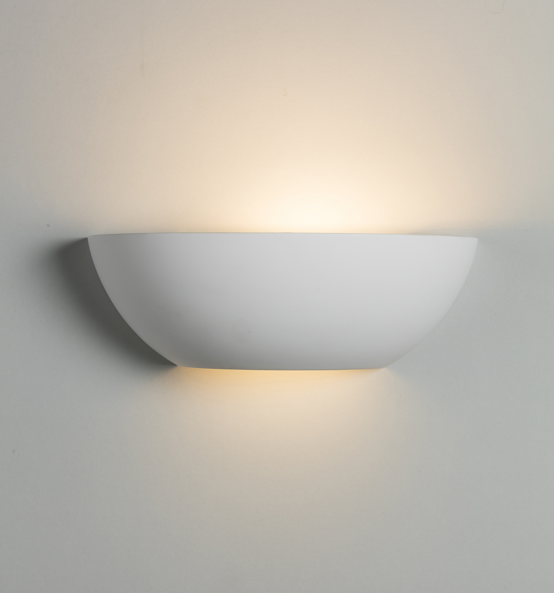 Knightsbridge: PWL7, Up and Down Plaster Wall Light, Dimmable, Gypsum Construction, White Finish, E14, 40W, IP20