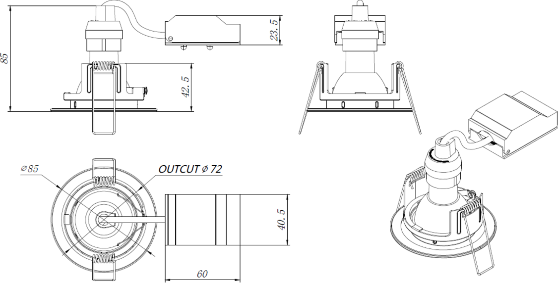 Knightsbridge: FRNIPMW, IP65 Fixed GU10 Fire-rated Downlight, Matt White, Tool-free Installation, Max 7W, 230V