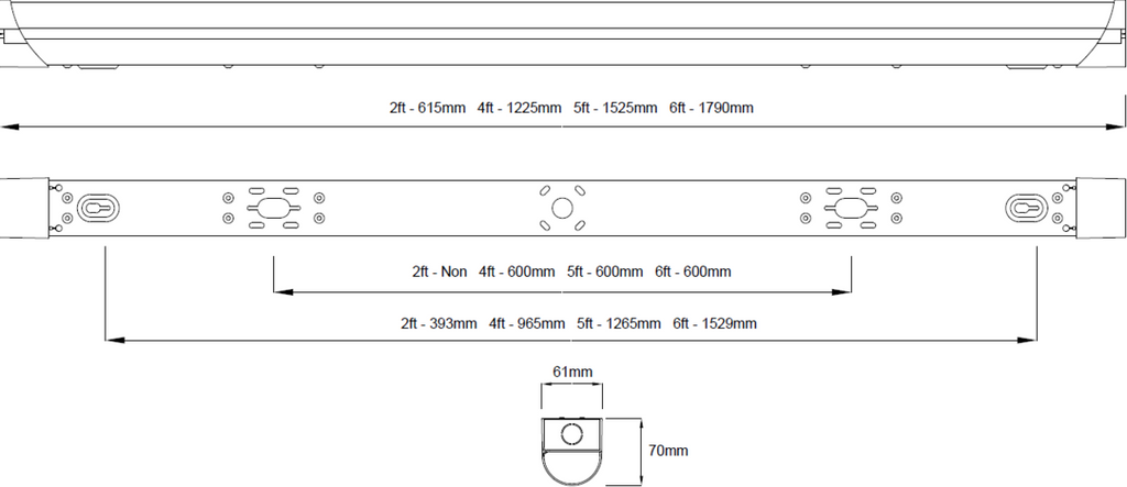 Knightsbridge: BATM2, 2ft 10W Modular LED Batten, 4000K, 1400lm, IP20, Quick Installation