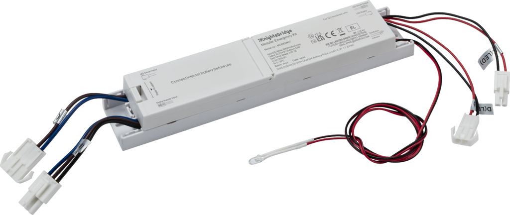 Knightsbridge: MODEMKIT, 3W Modular Emergency Kit, LiFePO4 Battery, 230V, White, Maintained/Non-maintained