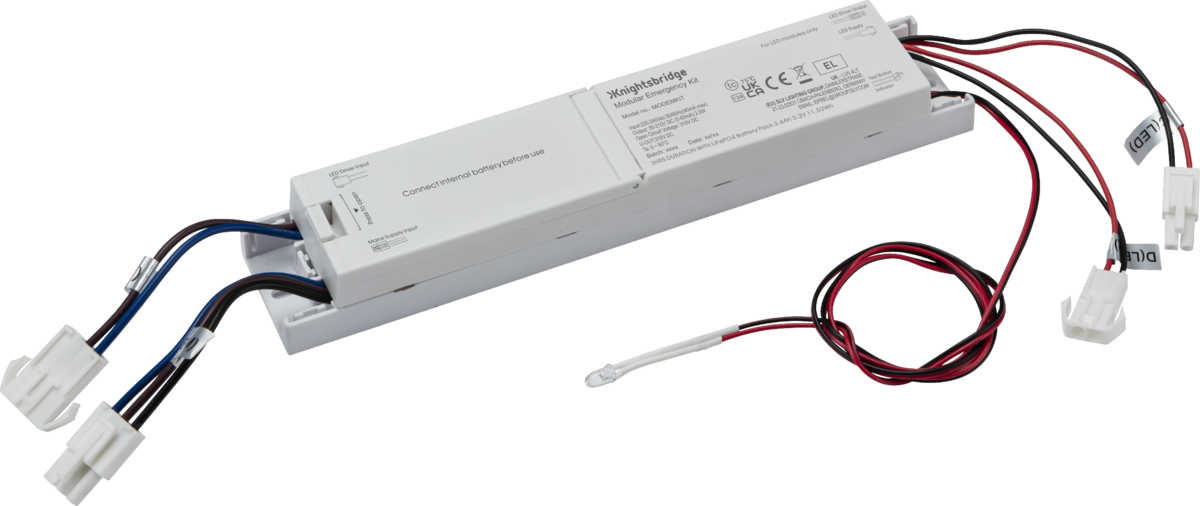 Knightsbridge: MODEMKIT, 3W Modular Emergency Kit, LiFePO4 Battery, 230V, White, Maintained/Non-maintained