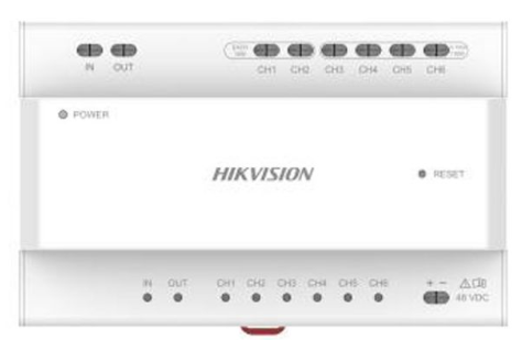 HikVision: DS-KAD7060EY-S, 2-Wire HD Distributor, 8 Interface Indicators, DIN Rail Installation, 48V DC