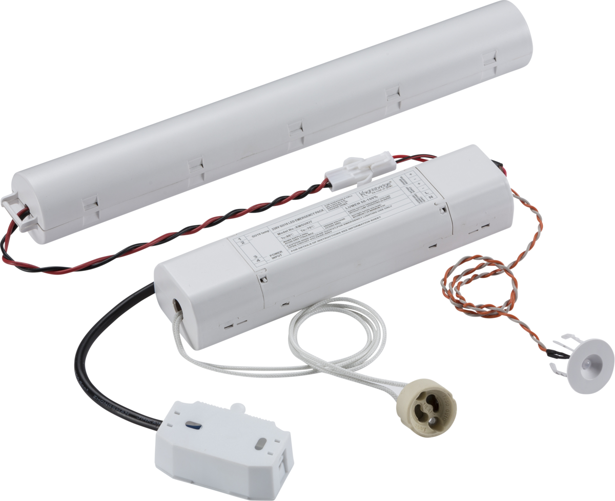 Knightsbridge: EMGUKIT1, 230V GU10 LED Emergency Pack, Maintained/Non-Maintained, 6W Max, 3 Hour Duration, IP20, White