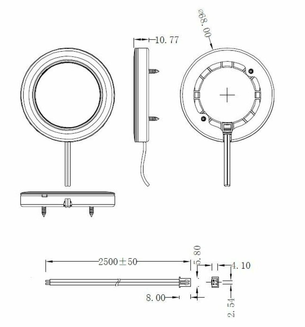 Knightsbridge: UNDK3BCCW, Dimmable 2.5W LED Under Cabinet Light, Cool White, Brushed Chrome, 4000K, 2.5m Cable, IP20