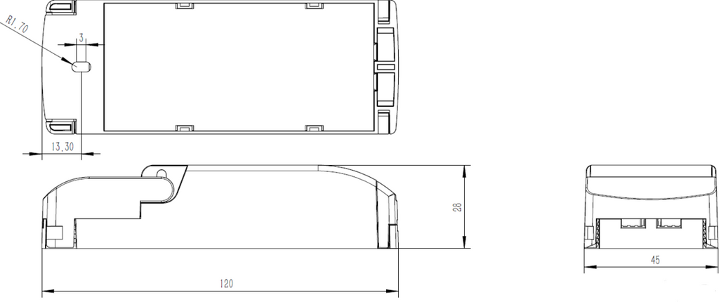 Knightsbridge: 25W700DA, IP20 700mA 25W LED Dimmable Driver, Constant Current, 230V, Polycarbonate