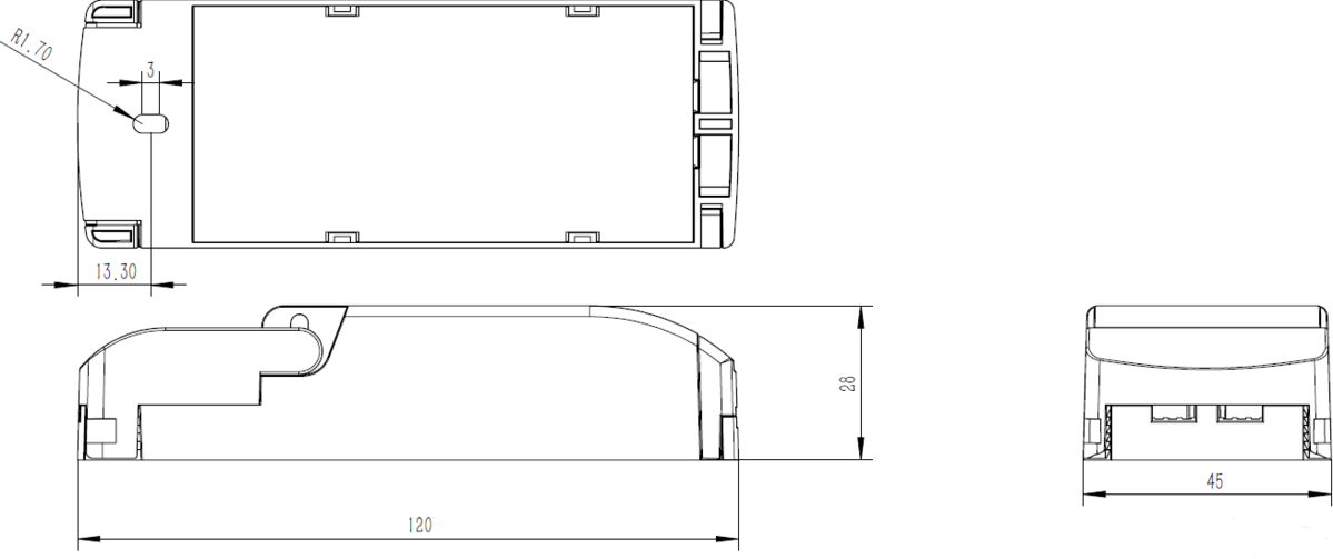 Knightsbridge: 25W700DA, IP20 700mA 25W LED Dimmable Driver, Constant Current, 230V, Polycarbonate