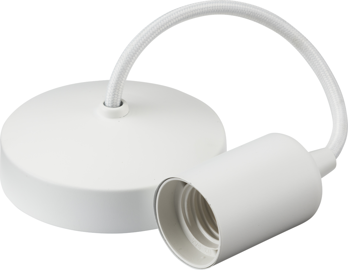 Knightsbridge: 8270MW, 6-Inch E27 Contemporary Pendant Light, Matt White, Dimmable, IP20, Pre-Wired, Fixed Drop