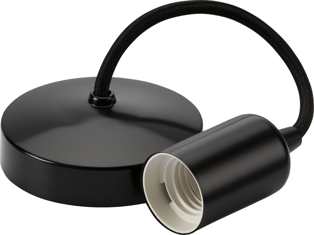 Knightsbridge: 8270MB, Contemporary Pendant Set, 6", E27, Matt Black, Pre-wired, 80W, IP20