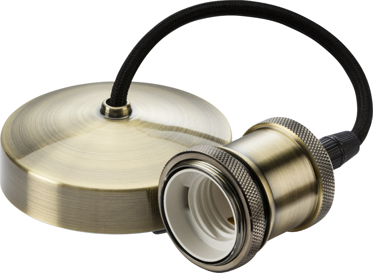 Knightsbridge: 8271AB, Vintage E27 Pendant Light, Antique Brass Finish, 80W, Pre-Wired