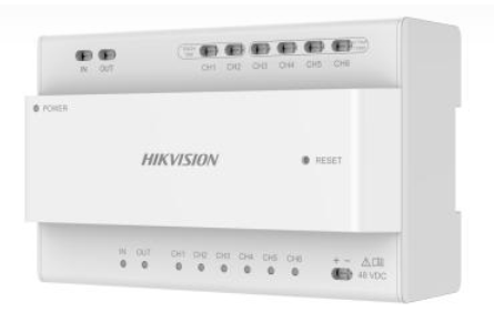HikVision: DS-KAD7060EY-S, 2-Wire HD Distributor, 8 Interface Indicators, DIN Rail Installation, 48V DC