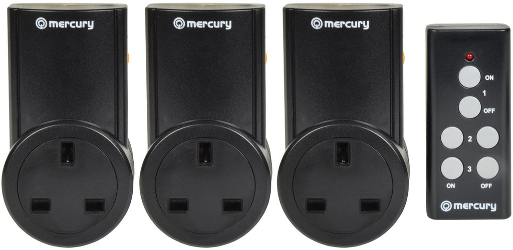 Mercury: 350.113UK, Wireless Remote Control Mains Sockets, Set of 3, 2400W, 10A, 30m Range