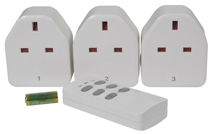 Mercury: 350.114UK, Programmable Wireless Remote Control Sockets, 3 Sockets, 240V, 3120W, 30m Range
