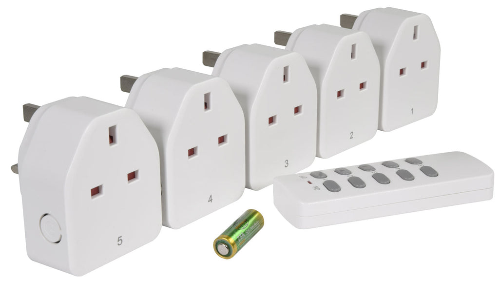 Mercury: 350.116UK, Programmable Wireless Remote Control Sockets, 5 Sockets, 240V, 13A, 30m Range