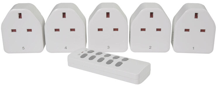 Mercury: 350.116UK, Programmable Wireless Remote Control Sockets, 5 Sockets, 240V, 13A, 30m Range