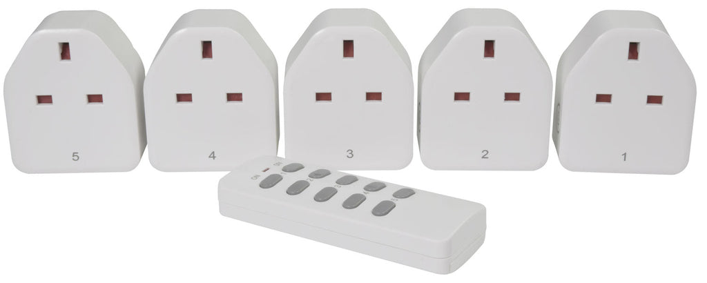 Mercury: 350.116UK, Programmable Wireless Remote Control Sockets, 5 Sockets, 240V, 13A, 30m Range