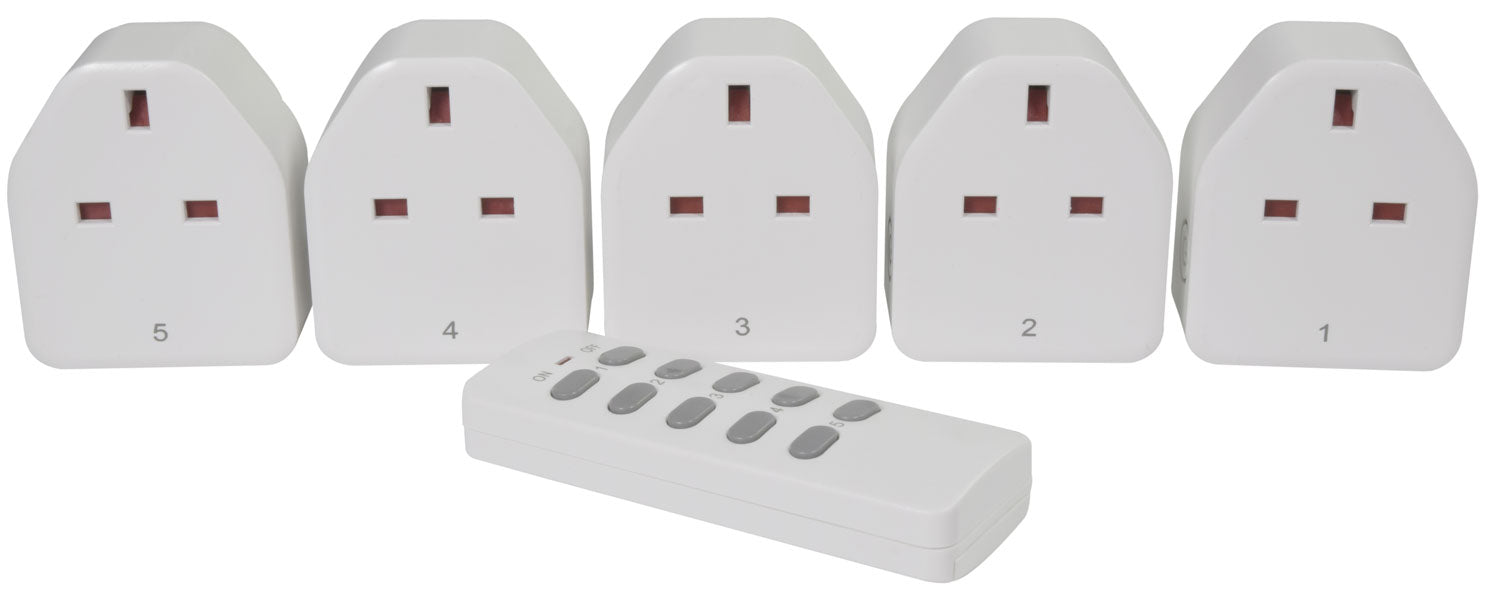 Mercury: 350.116UK, Programmable Wireless Remote Control Sockets, 5 Sockets, 240V, 13A, 30m Range