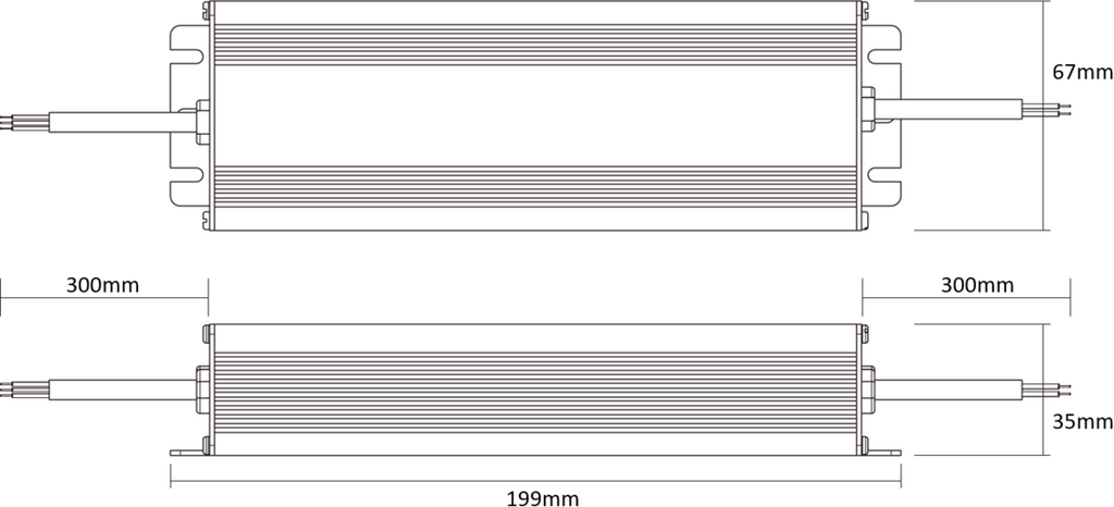 Knightsbridge: 24DCIP100A, 24V IP67 100W DC LED Driver, Grey Aluminium, Overheat Protection, 300mm Cables