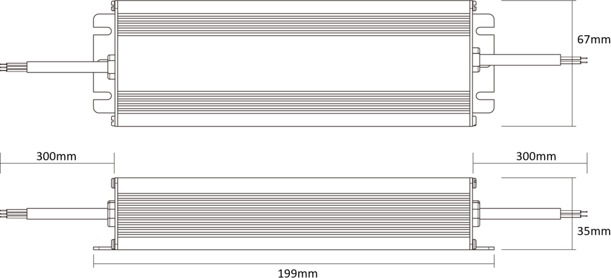 Knightsbridge: 24DCIP100A, 24V IP67 100W DC LED Driver, Grey Aluminium, Overheat Protection, 300mm Cables