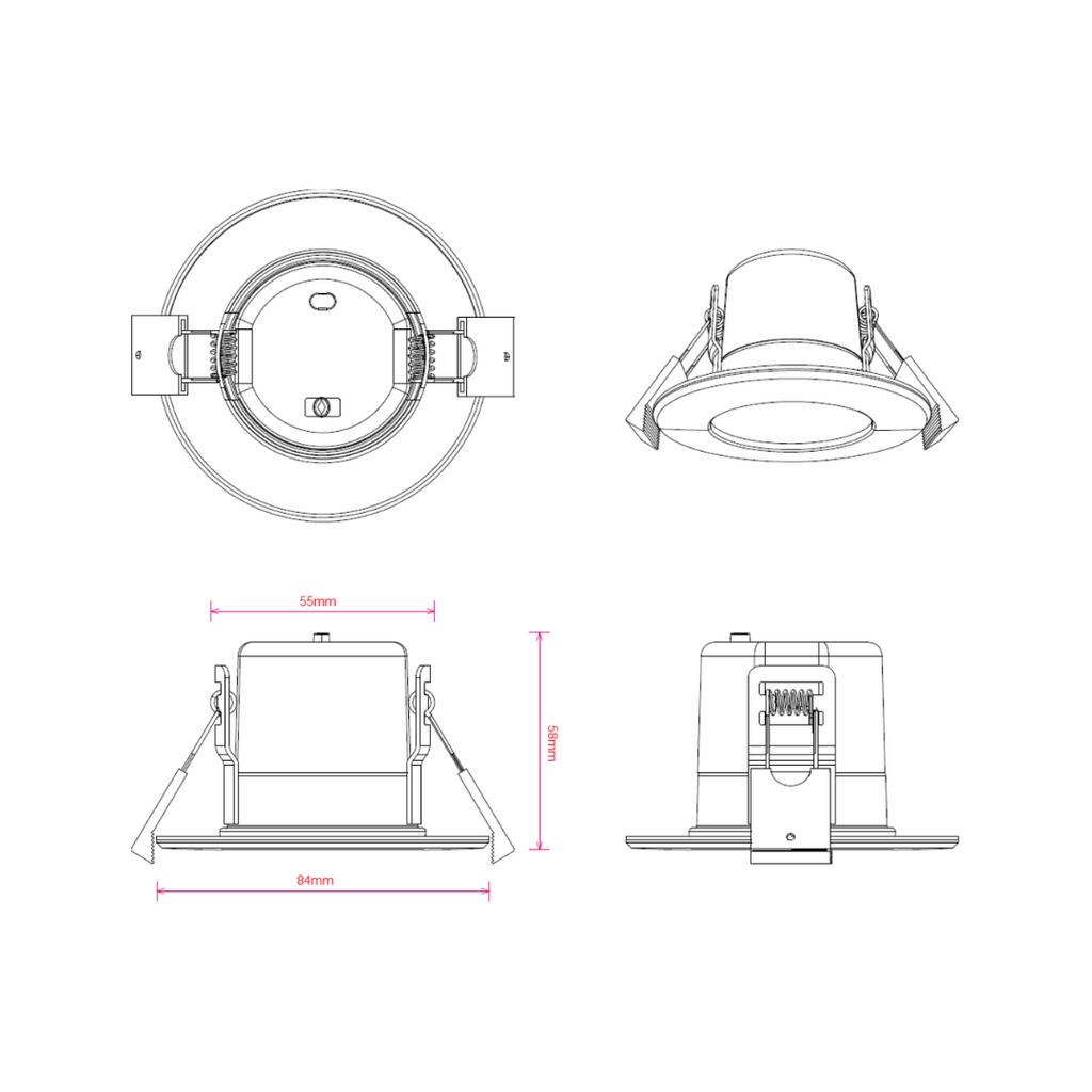 Knightsbridge: CFR5CCT, 5W Fire-Rated CCT LED Downlight, Dimmable, Selectable Colour 3000K/4000K/5500K, IP65, Acoustic Rated, White Finish