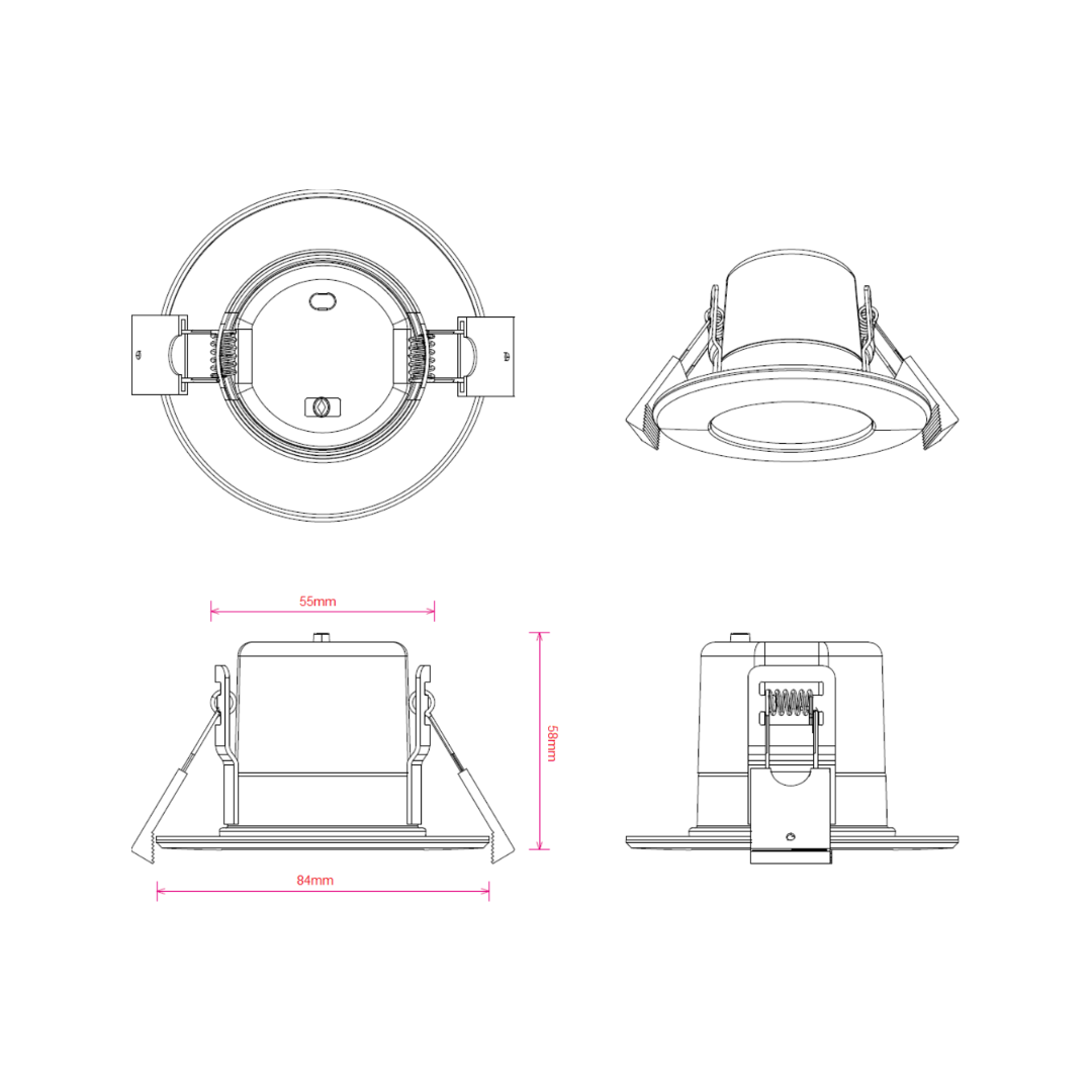 Knightsbridge: CFR5CCT, 5W Fire-Rated CCT LED Downlight, Dimmable, Selectable Colour 3000K/4000K/5500K, IP65, Acoustic Rated, White Finish