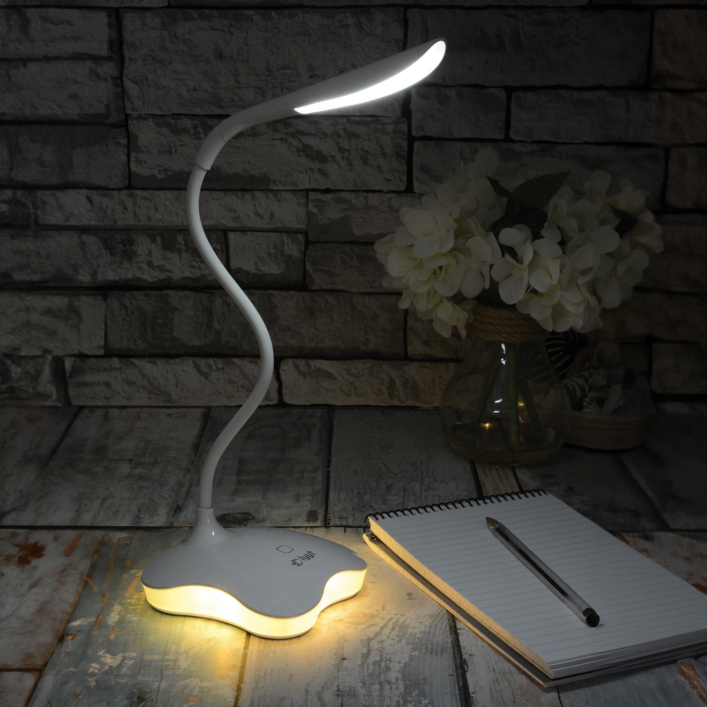 LYYT: 410.426UK, Touch Sensor LED Desk Lamp, Dimmable, 3 Brightness Settings, Flexible Goose-neck, Nightlight