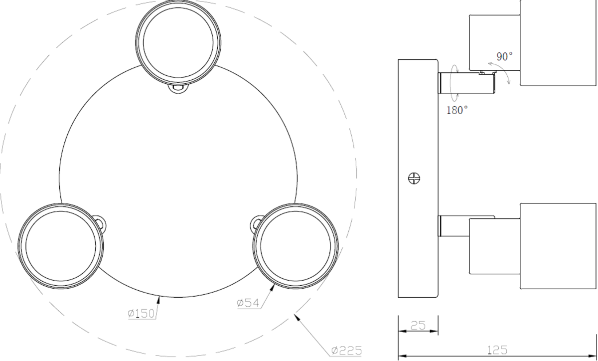 Knightsbridge: CSP2AB, 230V GU10 Triple Spotlight, Antique Brass Finish, Adjustable Heads, 50W Max, IP20