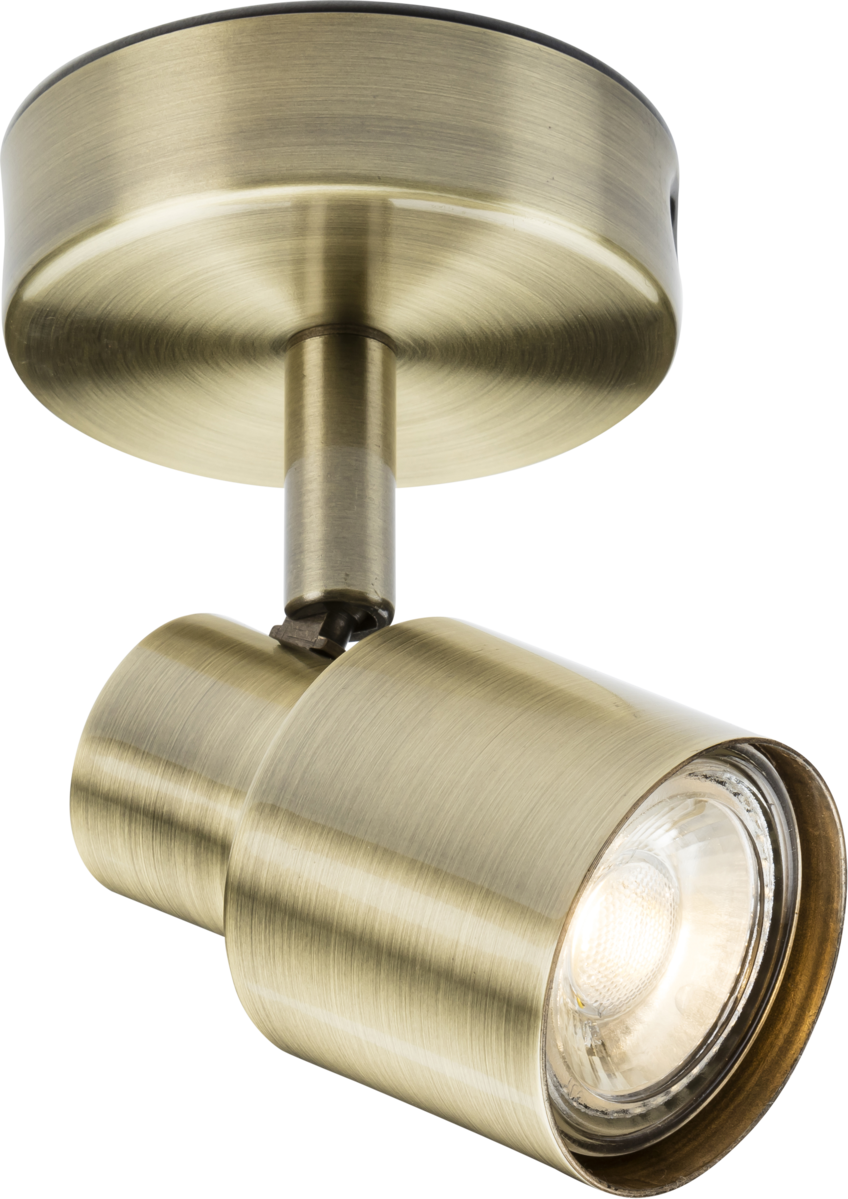 Knightsbridge: CSP1AB, Antique Brass Single Spotlight, 230V, IP20, 50W Max, Adjustable 350° Rotation