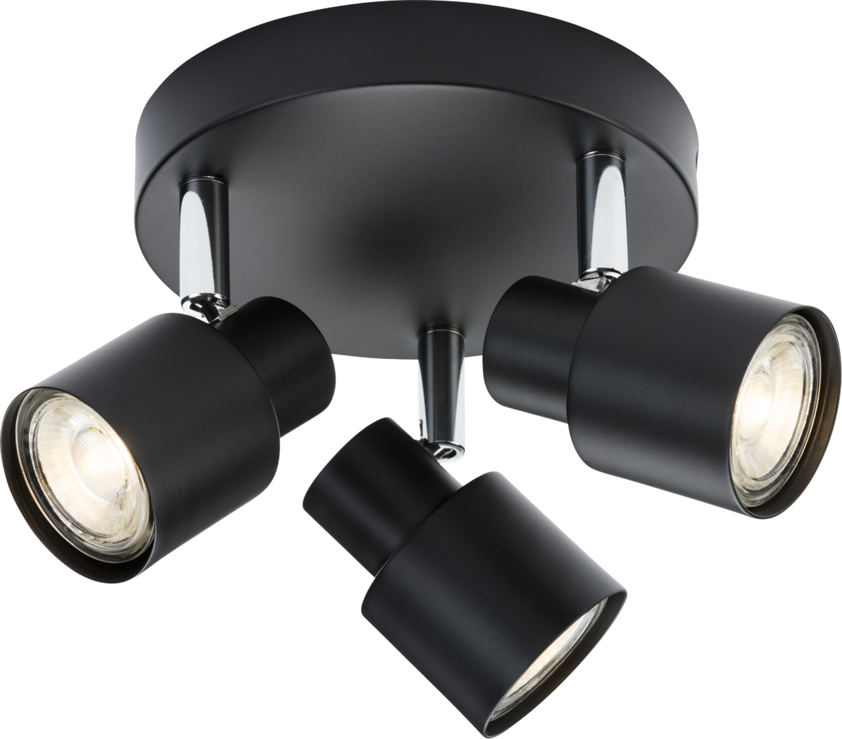 Knightsbridge: CSP2MB, 230V GU10 Triple Spotlight, Adjustable Heads, Matt Black, IP20, 50W Max