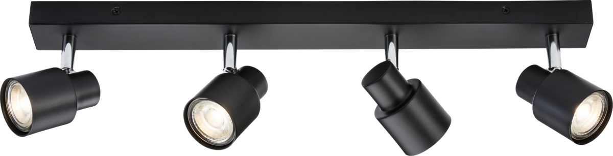 Knightsbridge: CSP4MB, 230V GU10 Quad Bar Spotlight, Adjustable Heads, Matt Black Finish, IP20, 50W Max.
