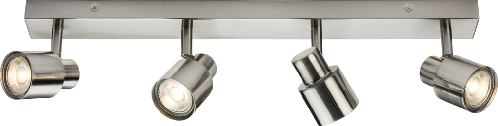Knightsbridge: CSP4BC, GU10 Quad Bar Spotlight, Dimmable, Adjustable Heads, Brushed Chrome Finish, 230V, Max 50W