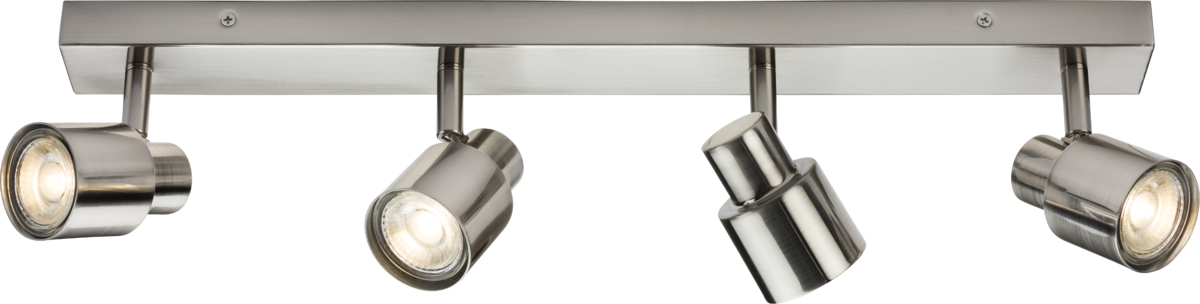 Knightsbridge: CSP4BC, GU10 Quad Bar Spotlight, Dimmable, Adjustable Heads, Brushed Chrome Finish, 230V, Max 50W