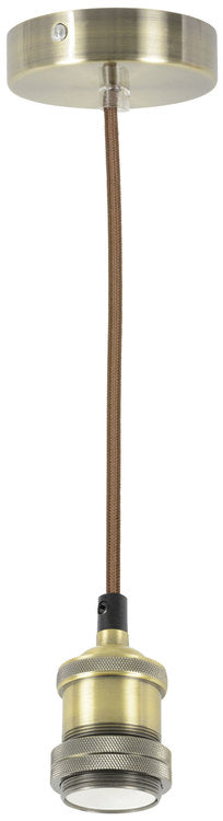 LYYT: 429.501UK, Vintage E27 Pendant Cord Set, Antique Brass, 1.8m, 60W Max, Includes Ceiling Rose