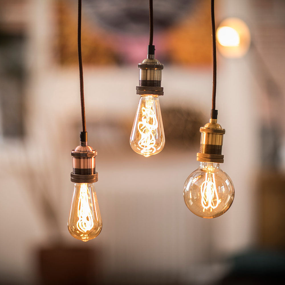 LYYT: 429.501UK, Vintage E27 Pendant Cord Set, Antique Brass, 1.8m, 60W Max, Includes Ceiling Rose