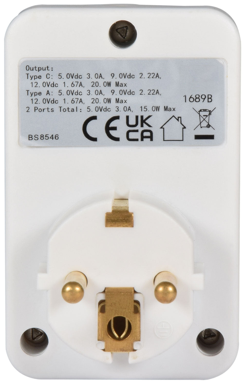 Mercury: 429.911UK, UK to EU Travel Adaptor, USB A & C Ports, PD Fast Charging, 13A
