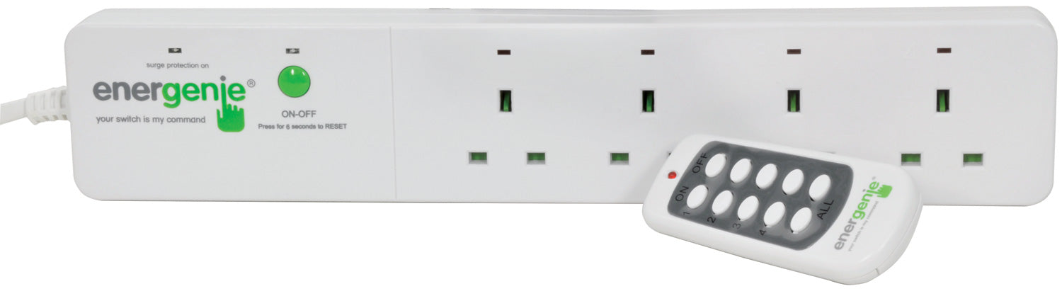 Energenie: 429.935UK, 4 Gang Extension Lead with Remote Control, 1.8m Lead, 240V, 13A