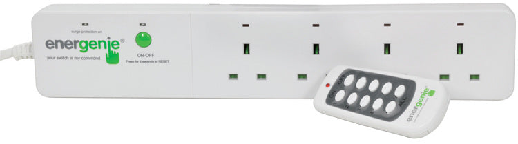 Energenie: 429.935UK, 4 Gang Extension Lead with Remote Control, 1.8m Lead, 240V, 13A