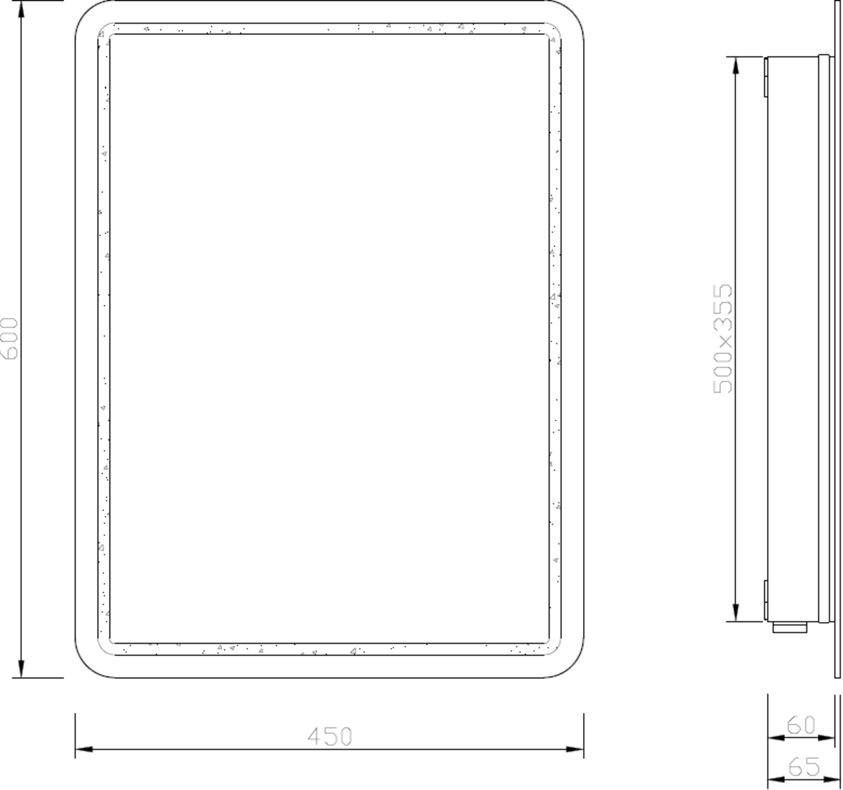 Knightsbridge: MLR6045SD, Back-lit LED Bathroom Mirror, 600 x 450mm, Demister, Motion Sensor, IP44, Cool White