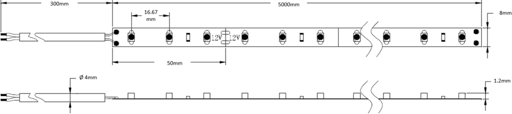 Knightsbridge: LFX512WW, 12V IP20 Flexible LED Strip Light, Warm White 3000K, 5 Metres, 510lm/m, 4.8W/m