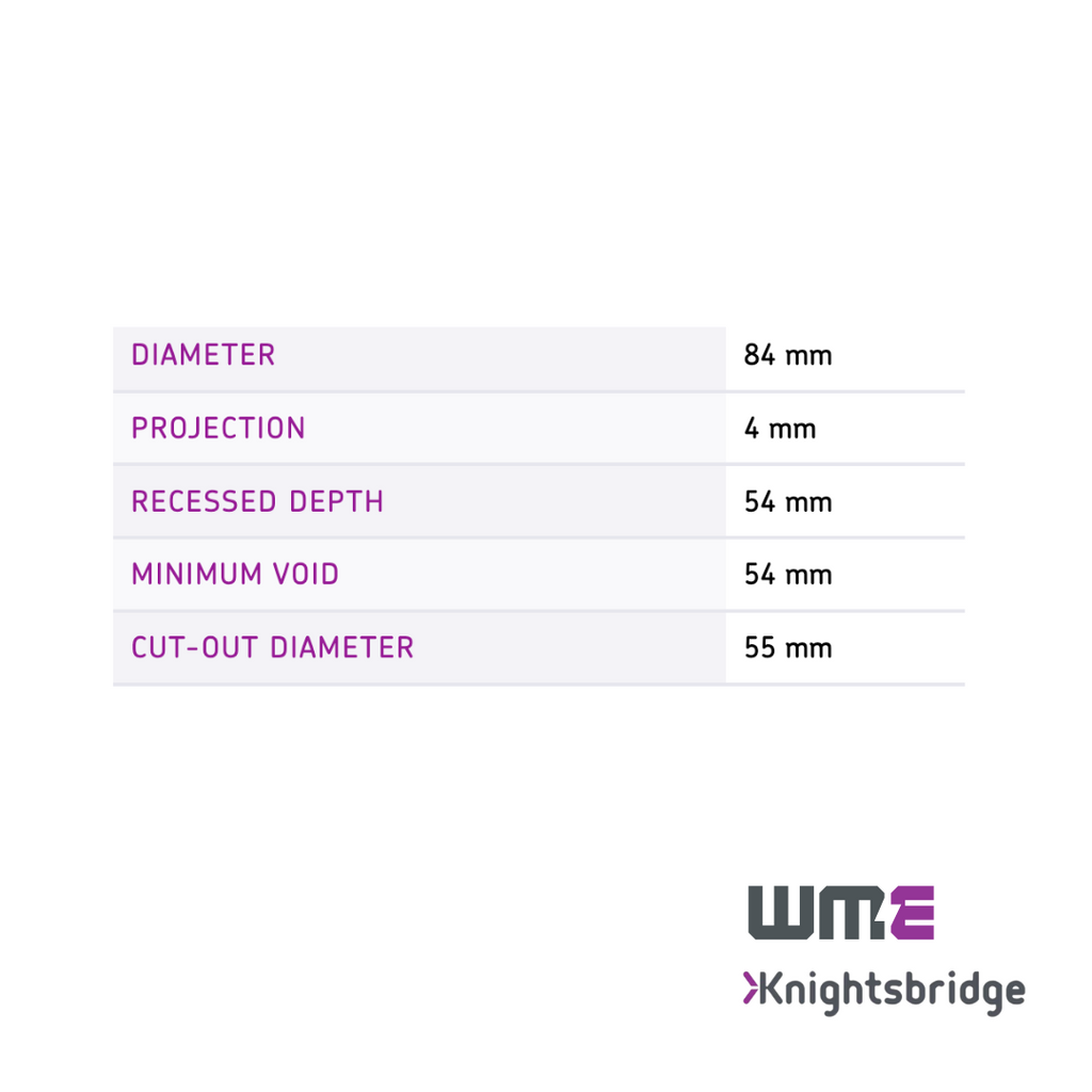 Knightsbridge: CFR5CCT, 5W Fire-Rated CCT LED Downlight, Dimmable, Selectable Colour 3000K/4000K/5500K, IP65, Acoustic Rated, White Finish