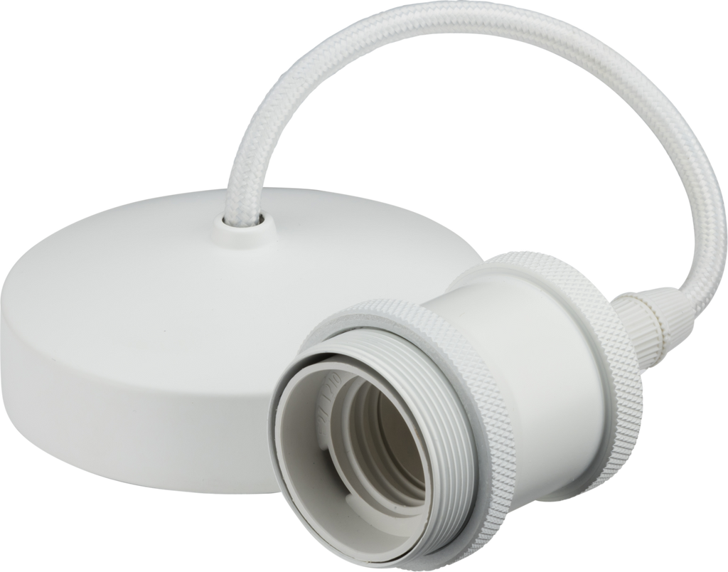 Knightsbridge: 8271MW, 6" E27 Vintage Pendant Light, Matt White, 60W Max, Pre-Wired, Eco-Friendly, BS EN Certified