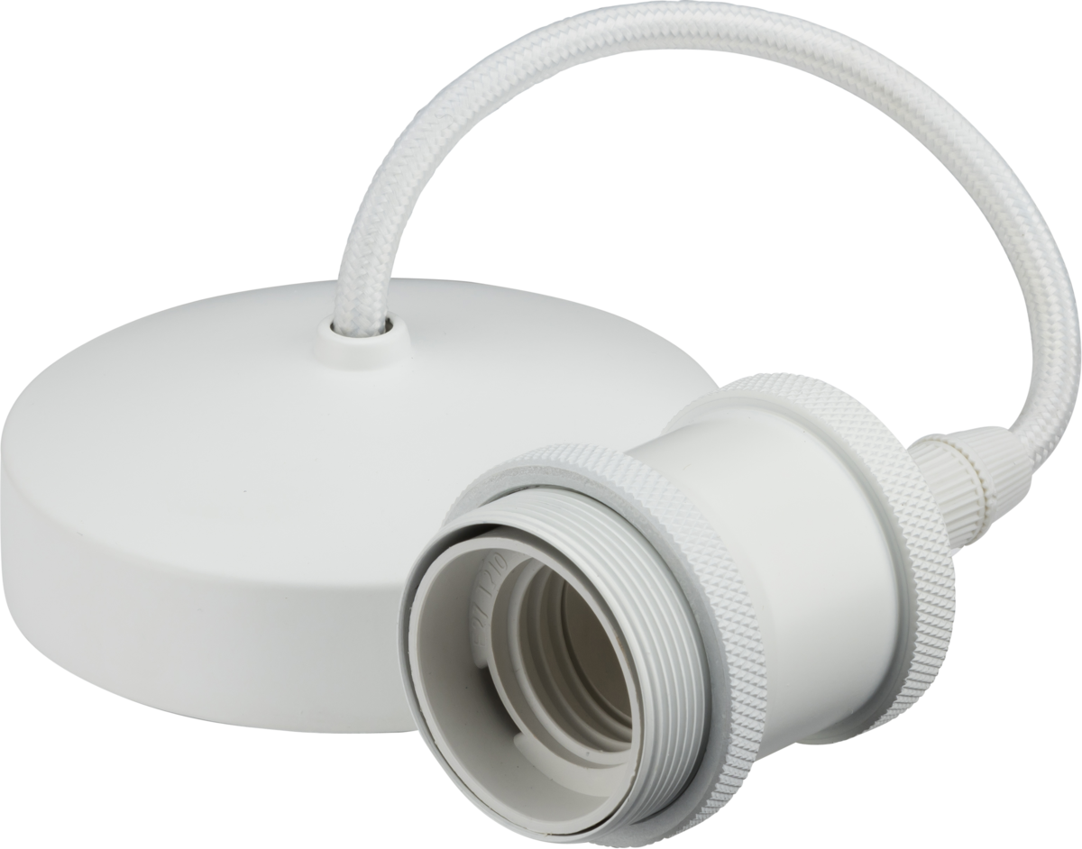 Knightsbridge: 8271MW, 6" E27 Vintage Pendant Light, Matt White, 60W Max, Pre-Wired, Eco-Friendly, BS EN Certified