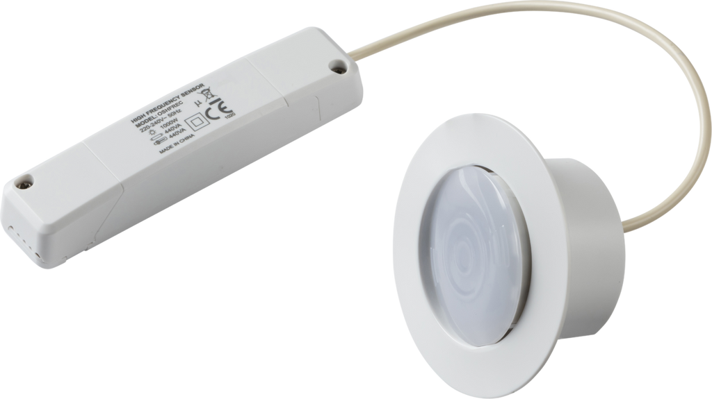 Knightsbridge: OSHFREC, 230V Recessed HF Motion Sensor, 5.8GHz, 360° Detection, IP20, 1000W Load