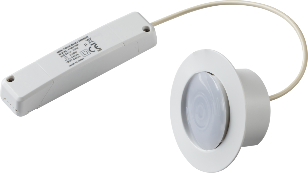 Knightsbridge: OSHFREC, 230V Recessed HF Motion Sensor, 5.8GHz, 360° Detection, IP20, 1000W Load
